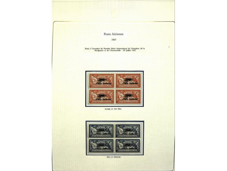 1927/87, Sammlung der Flugpost-Ausgaben mit vielen Eckrand-4er-Blocks mit Druckdaten, einigen Probedrucken etc., dabei u.a. M