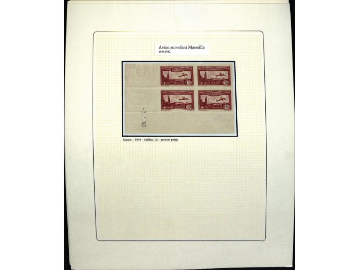 1927/87, Sammlung der Flugpost-Ausgaben mit vielen Eckrand-4er-Blocks mit Druckdaten, einigen Probedrucken etc., dabei u.a. M