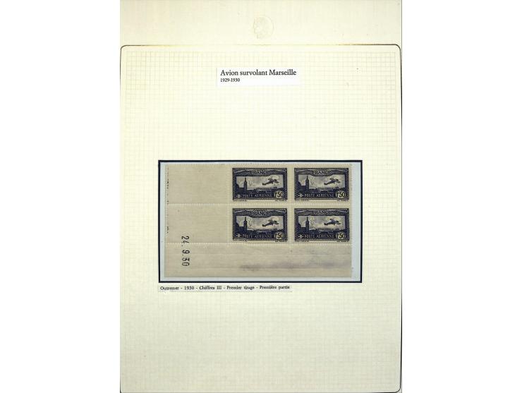 1927/87, Sammlung der Flugpost-Ausgaben mit vielen Eckrand-4er-Blocks mit Druckdaten, einigen Probedrucken etc., dabei u.a. M