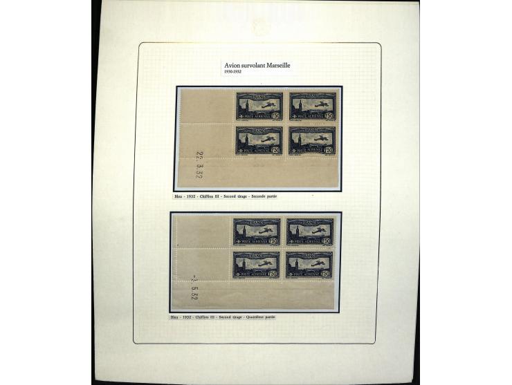 1927/87, Sammlung der Flugpost-Ausgaben mit vielen Eckrand-4er-Blocks mit Druckdaten, einigen Probedrucken etc., dabei u.a. M