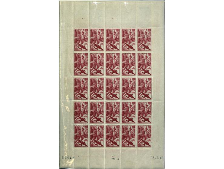1927/87, Sammlung der Flugpost-Ausgaben mit vielen Eckrand-4er-Blocks mit Druckdaten, einigen Probedrucken etc., dabei u.a. M