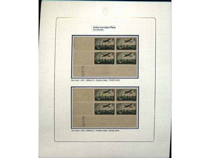 1927/87, Sammlung der Flugpost-Ausgaben mit vielen Eckrand-4er-Blocks mit Druckdaten, einigen Probedrucken etc., dabei u.a. M