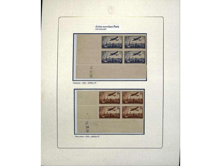 1927/87, Sammlung der Flugpost-Ausgaben mit vielen Eckrand-4er-Blocks mit Druckdaten, einigen Probedrucken etc., dabei u.a. M