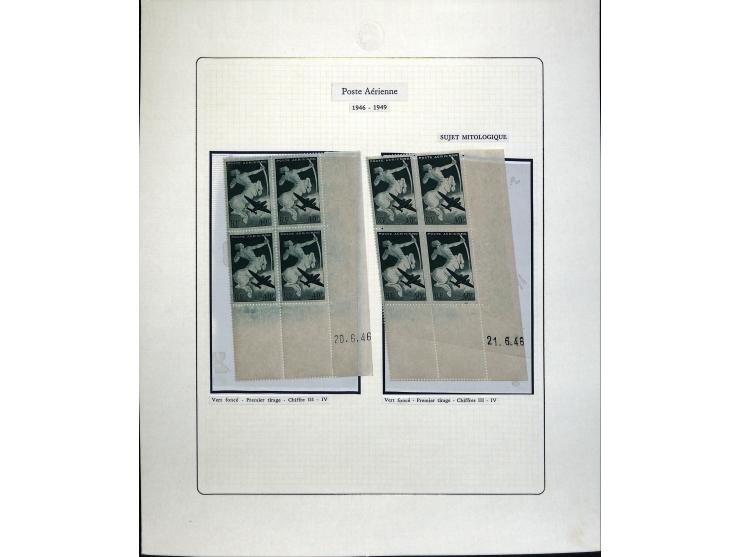 1927/87, Sammlung der Flugpost-Ausgaben mit vielen Eckrand-4er-Blocks mit Druckdaten, einigen Probedrucken etc., dabei u.a. M