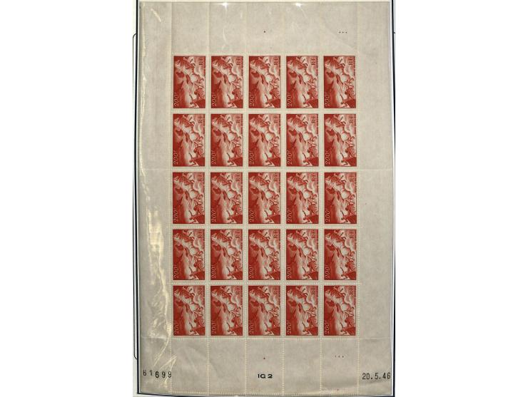 1927/87, Sammlung der Flugpost-Ausgaben mit vielen Eckrand-4er-Blocks mit Druckdaten, einigen Probedrucken etc., dabei u.a. M