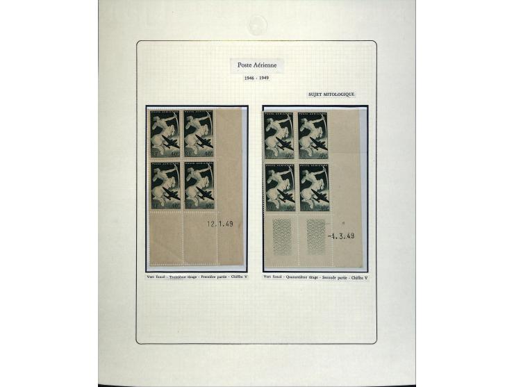 1927/87, Sammlung der Flugpost-Ausgaben mit vielen Eckrand-4er-Blocks mit Druckdaten, einigen Probedrucken etc., dabei u.a. M