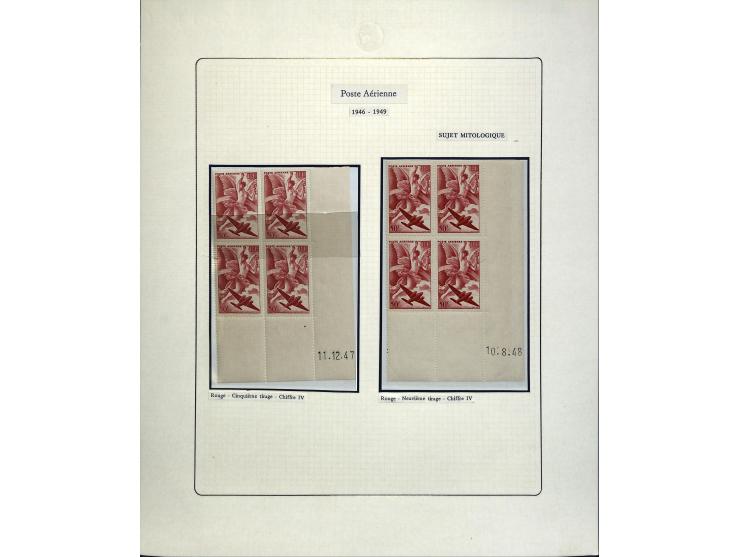 1927/87, Sammlung der Flugpost-Ausgaben mit vielen Eckrand-4er-Blocks mit Druckdaten, einigen Probedrucken etc., dabei u.a. M