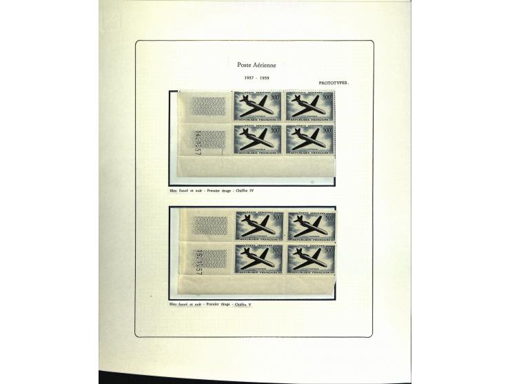 1927/87, Sammlung der Flugpost-Ausgaben mit vielen Eckrand-4er-Blocks mit Druckdaten, einigen Probedrucken etc., dabei u.a. M