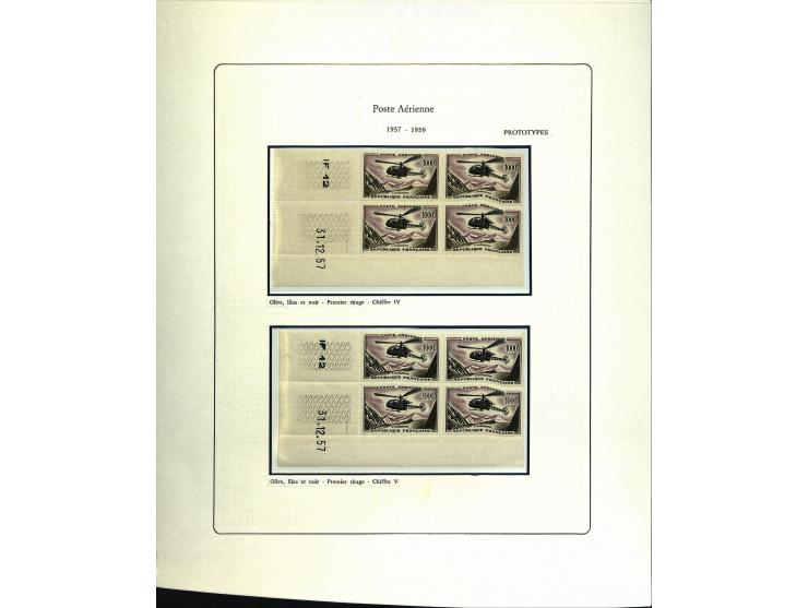 1927/87, Sammlung der Flugpost-Ausgaben mit vielen Eckrand-4er-Blocks mit Druckdaten, einigen Probedrucken etc., dabei u.a. M