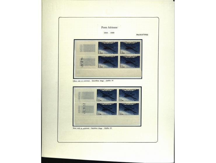 1927/87, Sammlung der Flugpost-Ausgaben mit vielen Eckrand-4er-Blocks mit Druckdaten, einigen Probedrucken etc., dabei u.a. M