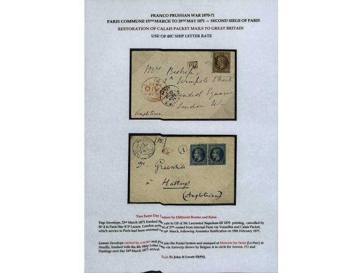 PARISER KOMMUNE: Aufgezogene Sammlung mit rund 40 Belegen zwischen dem 19.3 und 20.5.1871, dabei Brief aus der Nationalversam