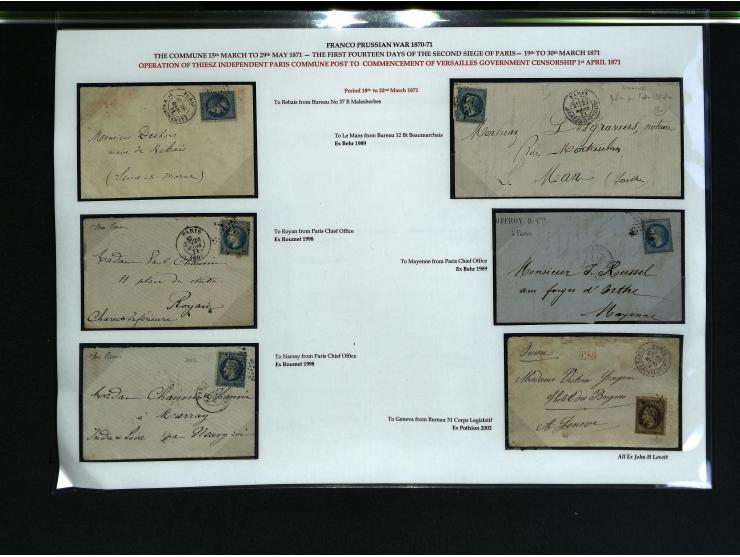 PARISER KOMMUNE: Aufgezogene Sammlung mit rund 40 Belegen zwischen dem 19.3 und 20.5.1871, dabei Brief aus der Nationalversam