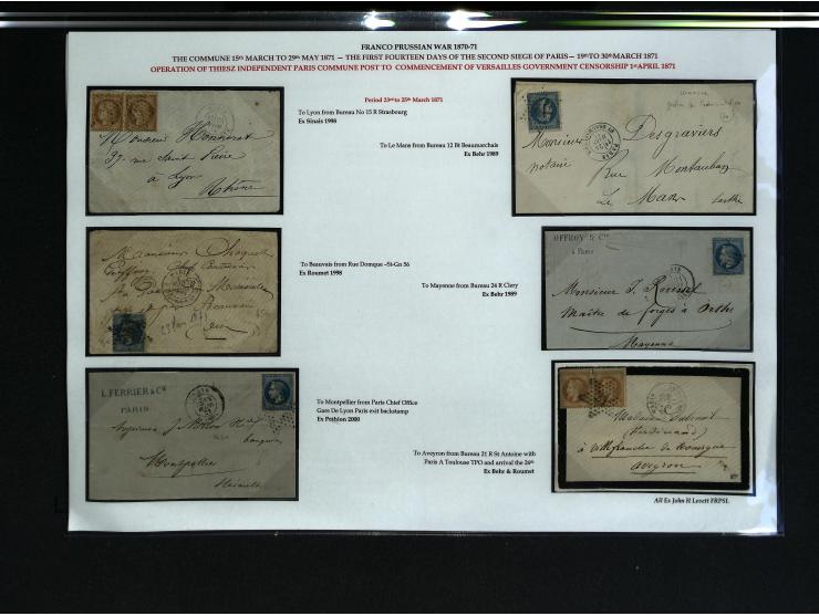 PARISER KOMMUNE: Aufgezogene Sammlung mit rund 40 Belegen zwischen dem 19.3 und 20.5.1871, dabei Brief aus der Nationalversam