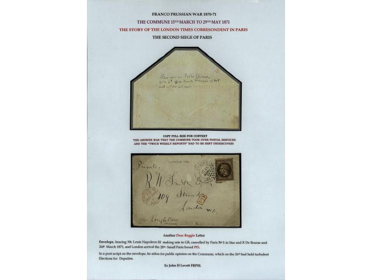 PARISER KOMMUNE: Aufgezogene Sammlung mit rund 40 Belegen zwischen dem 19.3 und 20.5.1871, dabei Brief aus der Nationalversam