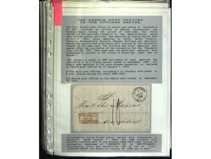1840/1910, Sammlung mit ca. 35 Briefen, Karten und Ganzsachen sowie ein Briefstück mit u.a. Stempeln von Alexandrette bis Vat