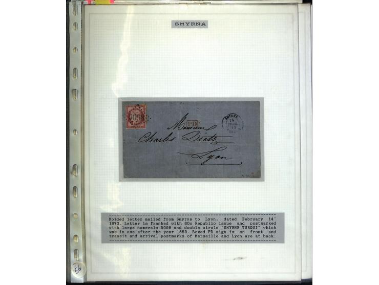 1840/1910, Sammlung mit ca. 35 Briefen, Karten und Ganzsachen sowie ein Briefstück mit u.a. Stempeln von Alexandrette bis Vat