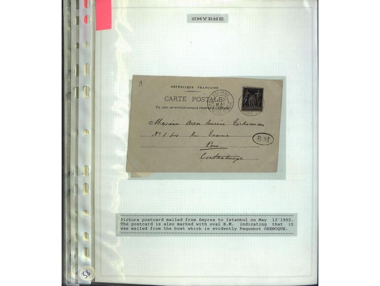 1840/1910, Sammlung mit ca. 35 Briefen, Karten und Ganzsachen sowie ein Briefstück mit u.a. Stempeln von Alexandrette bis Vat