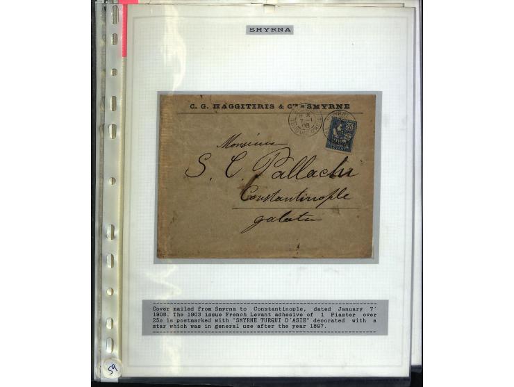 1840/1910, Sammlung mit ca. 35 Briefen, Karten und Ganzsachen sowie ein Briefstück mit u.a. Stempeln von Alexandrette bis Vat