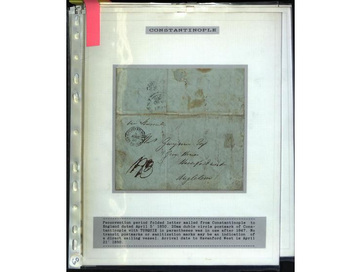 1840/1910, Sammlung mit ca. 35 Briefen, Karten und Ganzsachen sowie ein Briefstück mit u.a. Stempeln von Alexandrette bis Vat