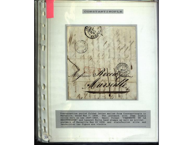 1840/1910, Sammlung mit ca. 35 Briefen, Karten und Ganzsachen sowie ein Briefstück mit u.a. Stempeln von Alexandrette bis Vat
