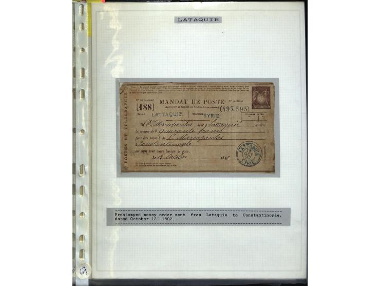 1840/1910, Sammlung mit ca. 35 Briefen, Karten und Ganzsachen sowie ein Briefstück mit u.a. Stempeln von Alexandrette bis Vat