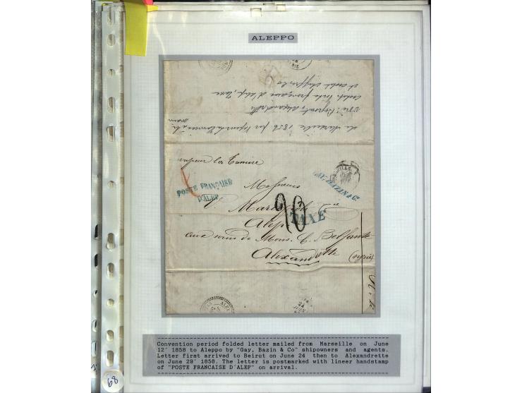 1840/1910, Sammlung mit ca. 35 Briefen, Karten und Ganzsachen sowie ein Briefstück mit u.a. Stempeln von Alexandrette bis Vat