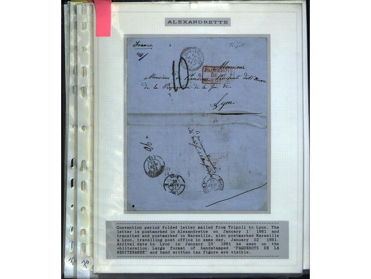 1840/1910, Sammlung mit ca. 35 Briefen, Karten und Ganzsachen sowie ein Briefstück mit u.a. Stempeln von Alexandrette bis Vat
