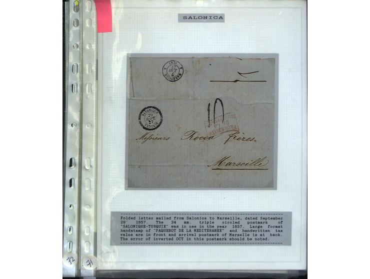 1840/1910, Sammlung mit ca. 35 Briefen, Karten und Ganzsachen sowie ein Briefstück mit u.a. Stempeln von Alexandrette bis Vat