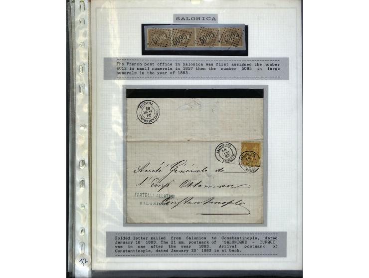 1840/1910, Sammlung mit ca. 35 Briefen, Karten und Ganzsachen sowie ein Briefstück mit u.a. Stempeln von Alexandrette bis Vat