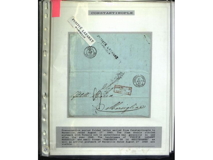 1840/1910, Sammlung mit ca. 35 Briefen, Karten und Ganzsachen sowie ein Briefstück mit u.a. Stempeln von Alexandrette bis Vat