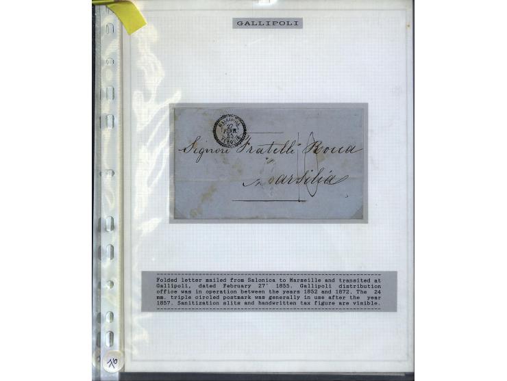 1840/1910, Sammlung mit ca. 35 Briefen, Karten und Ganzsachen sowie ein Briefstück mit u.a. Stempeln von Alexandrette bis Vat