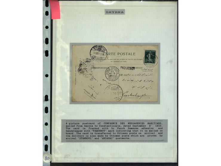 1840/1910, Sammlung mit ca. 35 Briefen, Karten und Ganzsachen sowie ein Briefstück mit u.a. Stempeln von Alexandrette bis Vat