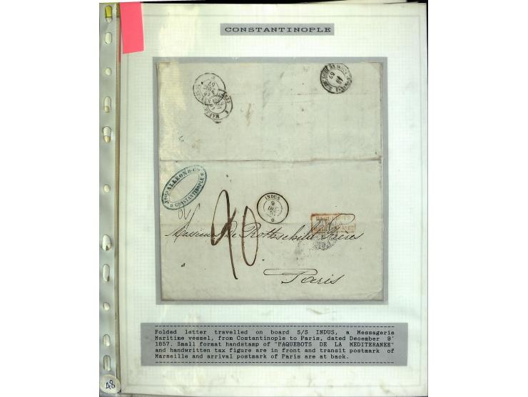 1840/1910, Sammlung mit ca. 35 Briefen, Karten und Ganzsachen sowie ein Briefstück mit u.a. Stempeln von Alexandrette bis Vat
