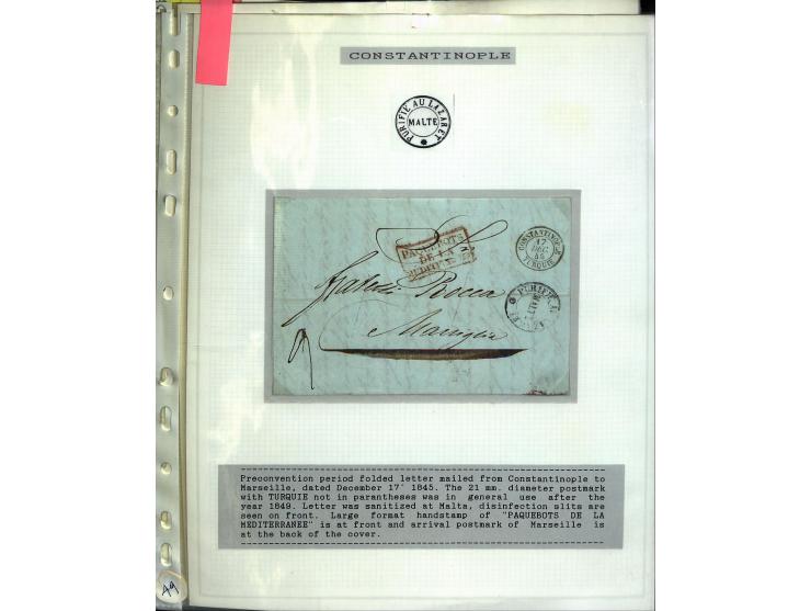 1840/1910, Sammlung mit ca. 35 Briefen, Karten und Ganzsachen sowie ein Briefstück mit u.a. Stempeln von Alexandrette bis Vat