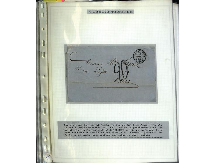 1840/1910, Sammlung mit ca. 35 Briefen, Karten und Ganzsachen sowie ein Briefstück mit u.a. Stempeln von Alexandrette bis Vat