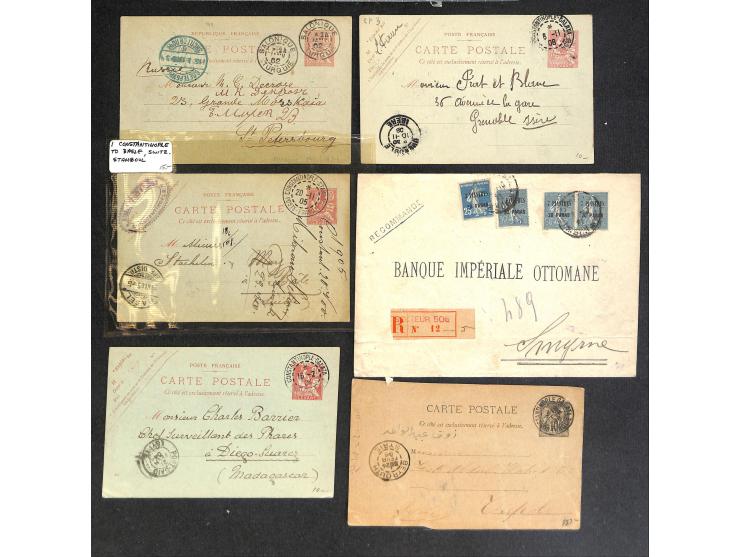 1859-1914, 34 covers / cards including early shipmail 1859, cancellations Beyrouth, Saloniki, Vathy and Alexandrette, registe