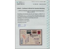 1944, Ganzsachenkarte 75 C. mit Zufrankatur Ansichten aus Slowenien 1 und 2.5L. mit Stempel "LAIBACH 5 -7.4.45" als eingeschr