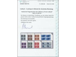 1944, Flugpost 25C. - 10L., einheitlich in Viererblocks aus der rechten oberen Bogenecke, postfrisch, tadellos, Fotoattest Br