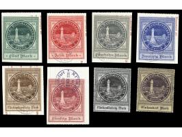 1916, Ausgabe mit Wasserzeichen 5 M.- 100 M. kpl., dabei 75 M. mit Wz. 'fallende Stufen', alle mit sauberen Stempeln von Berl