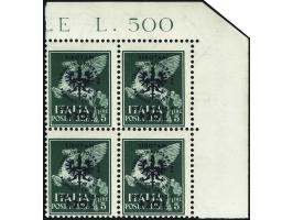 Für die Waisen 25C-5L., Kleinformate in Viererblocks aus der rechten oberen, Großformat im Viererblock aus der linken oberen 