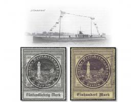 1916, Ausgabe mit Wasserzeichen 5 M.- 100 M. kpl., dabei 75 M. mit Wz. 'fallende Stufen', alle mit sauberen Stempeln von Berl