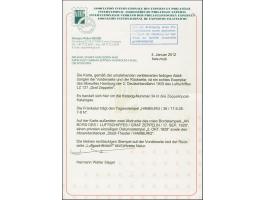 1929, Deutschlandfahrt, Teil II mit Abwurf Hamburg, Karte mit Bordstempel vom 17.9. und Berühmte Deutsche 3 Pfennig mit Stemp