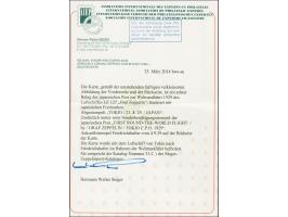 1929, Weltrundfahrt, japanische Post der Etappe Tokio bis Friedrichshafen, Fotokarte mit japanischer Frankatur mit Stempel "T