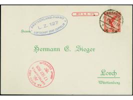 1929, Deutschlandfahrt, Teil II mit Abwurf Cuxhaven, Karte mit Bordstempel vom 17.9. und Steinadler 10 Pfennig mit Stempel "C