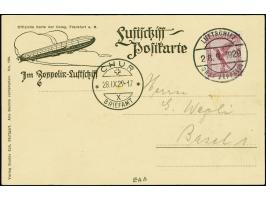 1929, 3. Schweizfahrt mit Abwurf Chur, alte Delag-Karte mit Steinadler 15 Pfennig mit Bordpoststempel vom 28.9.1929 und vorde