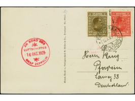 1929, Balkanfahrt mit Abwurf Belgrad, Fotokarte mit Bordstempel vom 15.10. und jugoslawische Frankatur mit Stempel "BEOROGRAD