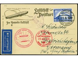 1929, Weltrundfahrt, Bordpost, Etappe Tokio bis Los Angeles, Karte mit Zeppelinmarke 2 Mark mit Bordpoststempel vom 25.8.1929