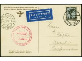 1929, Weltrundfahrt, deutsche Post von der Rückfahrt mit Abwurf Basel, Eckener-Karte mit Steinadler 2 Mark mit Bordpoststempe