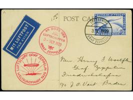 1929, Weltrundfahrt, Etappe Lakehurst bis Friedrichshafen, Ansichtskarte "The Sherry Netherland Hotel" mit Zeppelinmarke mit 