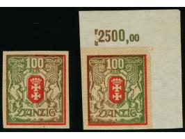 1922, Großes Staatswappen 100 M., zwei Phasendrucke auf Papier mit liegendem Wasserzeichen und Rosettenunterdruck, in den Far